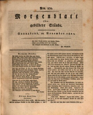 Morgenblatt für gebildete Stände Samstag 10. November 1821