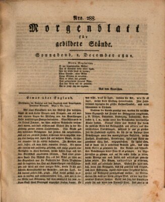 Morgenblatt für gebildete Stände Samstag 1. Dezember 1821