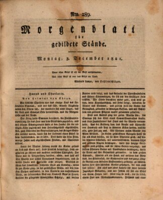 Morgenblatt für gebildete Stände Montag 3. Dezember 1821