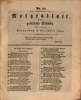 Morgenblatt für gebildete Stände Donnerstag 6. Dezember 1821