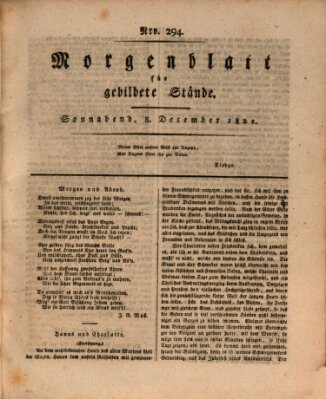 Morgenblatt für gebildete Stände Samstag 8. Dezember 1821