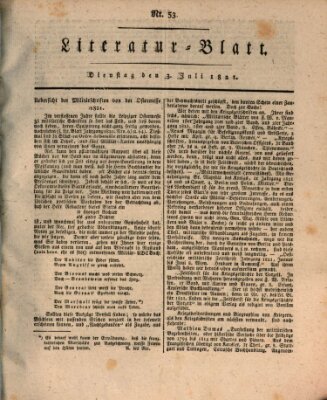 Morgenblatt für gebildete Stände Dienstag 3. Juli 1821