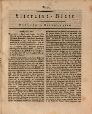 Morgenblatt für gebildete Stände Freitag 14. September 1821