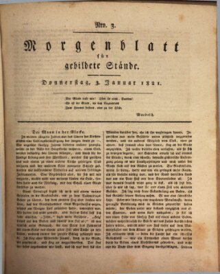 Morgenblatt für gebildete Stände Donnerstag 3. Januar 1822