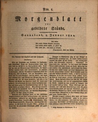 Morgenblatt für gebildete Stände Samstag 5. Januar 1822