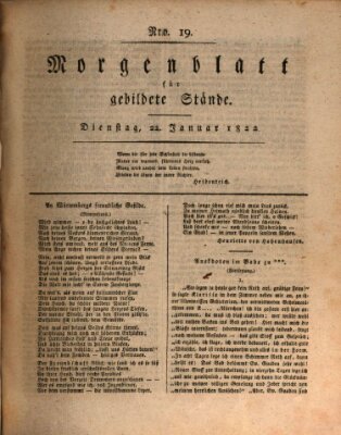 Morgenblatt für gebildete Stände Dienstag 22. Januar 1822