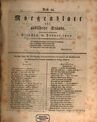 Morgenblatt für gebildete Stände Dienstag 29. Januar 1822