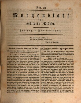 Morgenblatt für gebildete Stände Freitag 1. Februar 1822