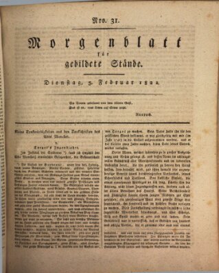 Morgenblatt für gebildete Stände Dienstag 5. Februar 1822