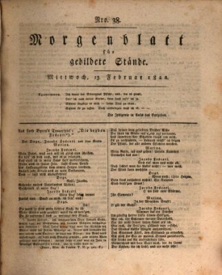 Morgenblatt für gebildete Stände Mittwoch 13. Februar 1822