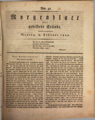 Morgenblatt für gebildete Stände Montag 18. Februar 1822