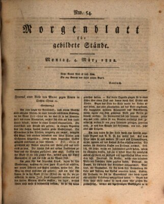 Morgenblatt für gebildete Stände Montag 4. März 1822