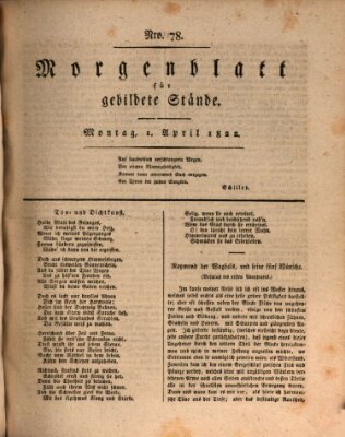 Morgenblatt für gebildete Stände Montag 1. April 1822