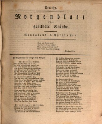 Morgenblatt für gebildete Stände Samstag 6. April 1822