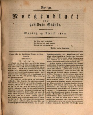 Morgenblatt für gebildete Stände Montag 15. April 1822