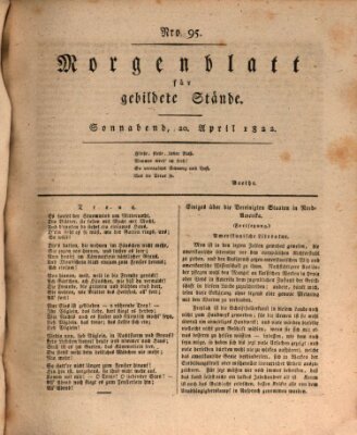 Morgenblatt für gebildete Stände Samstag 20. April 1822