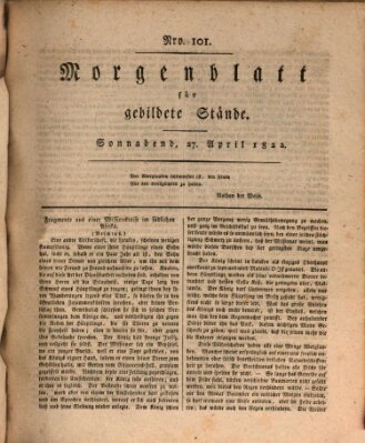 Morgenblatt für gebildete Stände Samstag 27. April 1822