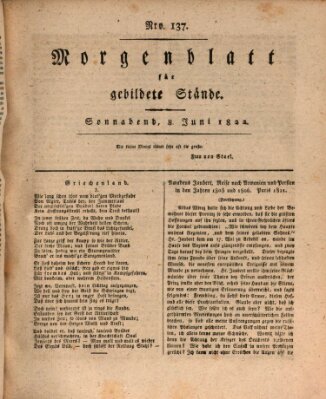 Morgenblatt für gebildete Stände Samstag 8. Juni 1822