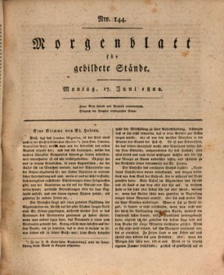 Morgenblatt für gebildete Stände Montag 17. Juni 1822