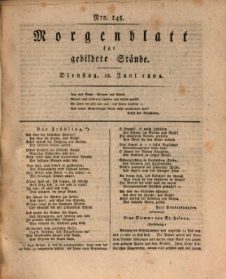 Morgenblatt für gebildete Stände Dienstag 18. Juni 1822