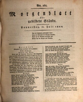 Morgenblatt für gebildete Stände Donnerstag 11. Juli 1822