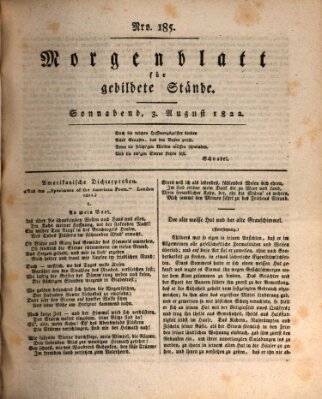 Morgenblatt für gebildete Stände Samstag 3. August 1822