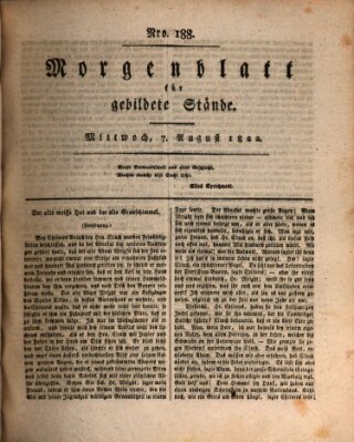 Morgenblatt für gebildete Stände Mittwoch 7. August 1822