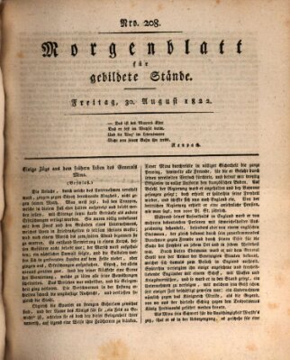 Morgenblatt für gebildete Stände Freitag 30. August 1822