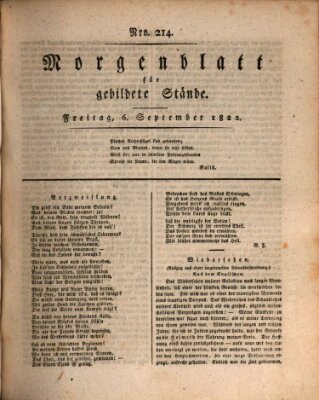 Morgenblatt für gebildete Stände Freitag 6. September 1822