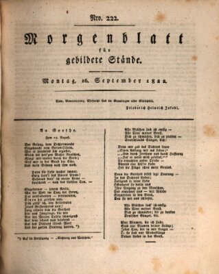 Morgenblatt für gebildete Stände Montag 16. September 1822
