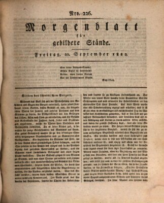 Morgenblatt für gebildete Stände Freitag 20. September 1822