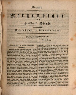 Morgenblatt für gebildete Stände Samstag 12. Oktober 1822