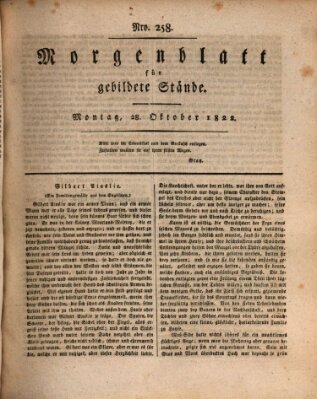 Morgenblatt für gebildete Stände Montag 28. Oktober 1822