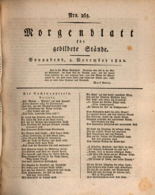 Morgenblatt für gebildete Stände Samstag 2. November 1822