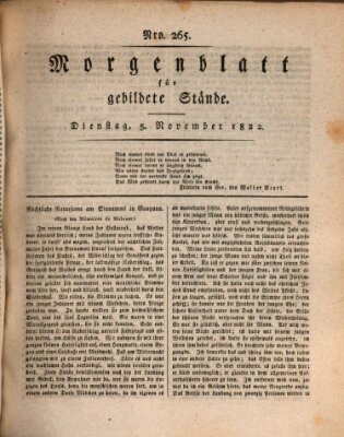 Morgenblatt für gebildete Stände Dienstag 5. November 1822