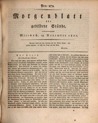 Morgenblatt für gebildete Stände Mittwoch 13. November 1822