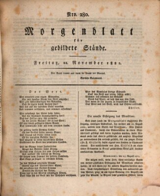 Morgenblatt für gebildete Stände Freitag 22. November 1822