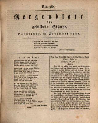 Morgenblatt für gebildete Stände Donnerstag 28. November 1822