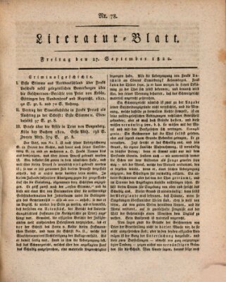 Morgenblatt für gebildete Stände Freitag 27. September 1822