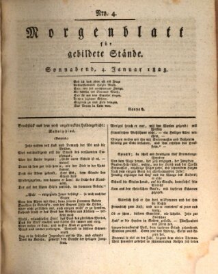 Morgenblatt für gebildete Stände Samstag 4. Januar 1823