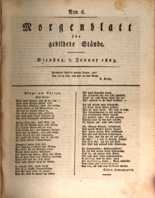 Morgenblatt für gebildete Stände Dienstag 7. Januar 1823