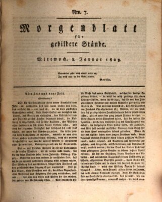 Morgenblatt für gebildete Stände Mittwoch 8. Januar 1823