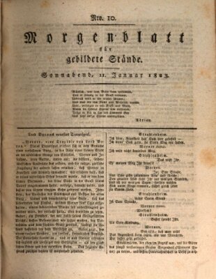 Morgenblatt für gebildete Stände Samstag 11. Januar 1823