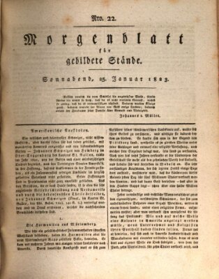 Morgenblatt für gebildete Stände Samstag 25. Januar 1823