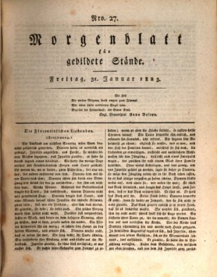 Morgenblatt für gebildete Stände Freitag 31. Januar 1823