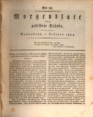 Morgenblatt für gebildete Stände Samstag 1. Februar 1823