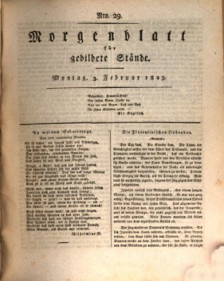 Morgenblatt für gebildete Stände Montag 3. Februar 1823