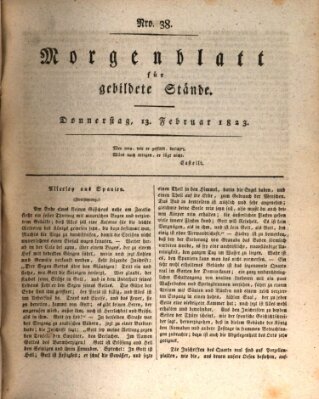 Morgenblatt für gebildete Stände Donnerstag 13. Februar 1823