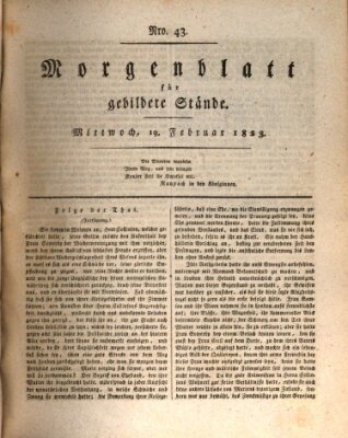 Morgenblatt für gebildete Stände Mittwoch 19. Februar 1823