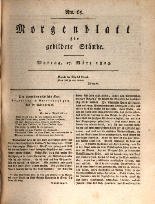 Morgenblatt für gebildete Stände Montag 17. März 1823